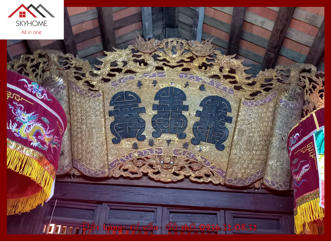 Hoành phi gỗ phòng thờ chữ TÚC THANH CAO